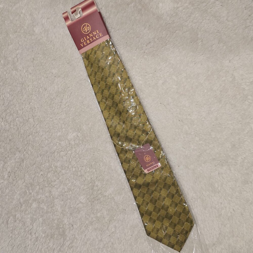 Gianni VERSACE V2 vtg green gold 4 inch tie